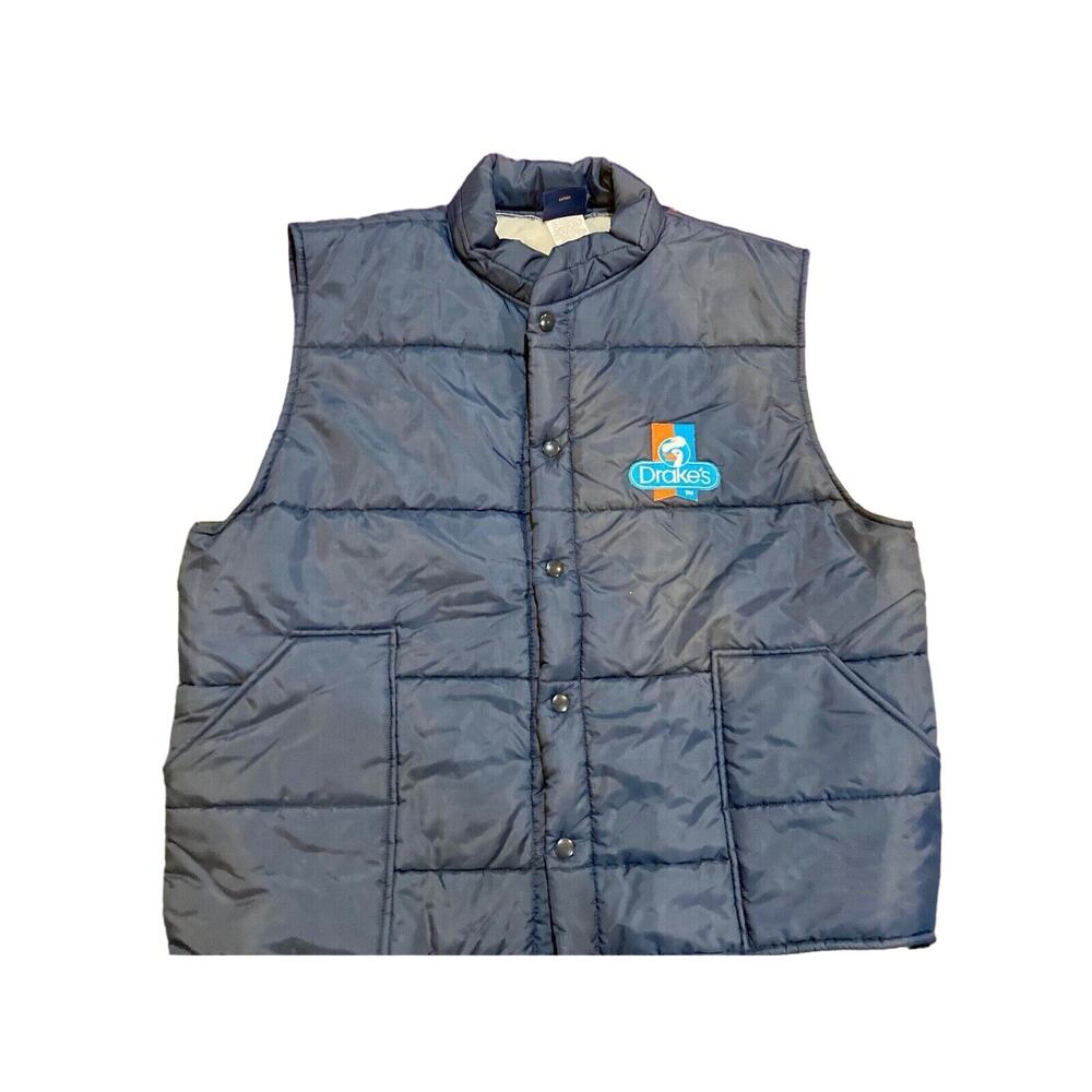 Drake’s Cakes Hilton Active Apparel Puffer Vest XL Snap Down Made In USA Vintage - Picture 3 of 6